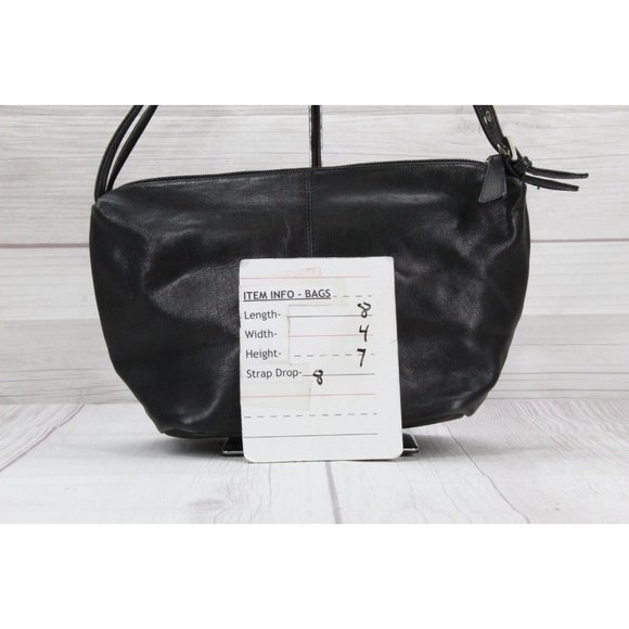 Stone Mountain Black Leather Zip Top Purse Shoulder Bag Handbag - Picture 8 of 8